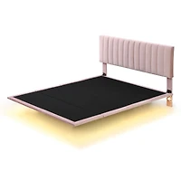Streamdale Queen Velvet Bed with Headboard and Light Sensor