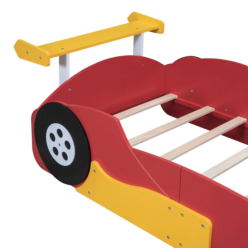 Streamdale Twin Race Car-Shaped Platform Bed With Wheels, Red