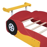 Streamdale Twin Race Car-Shaped Platform Bed With Wheels, Red