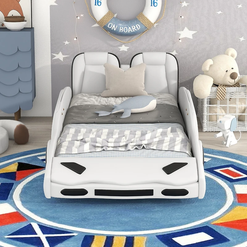 Streamdale Twin Race Car-Shaped Platform Bed With Wheels
