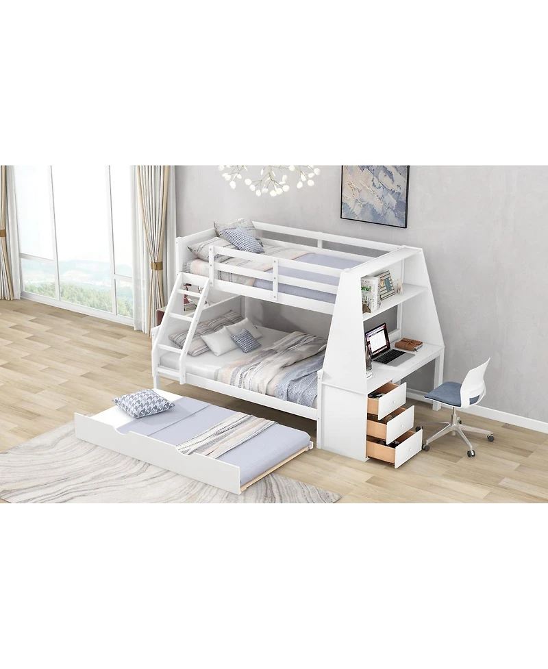 Streamdale 3-in-1 Bunk Bed with Desk, Trundle & Storage
