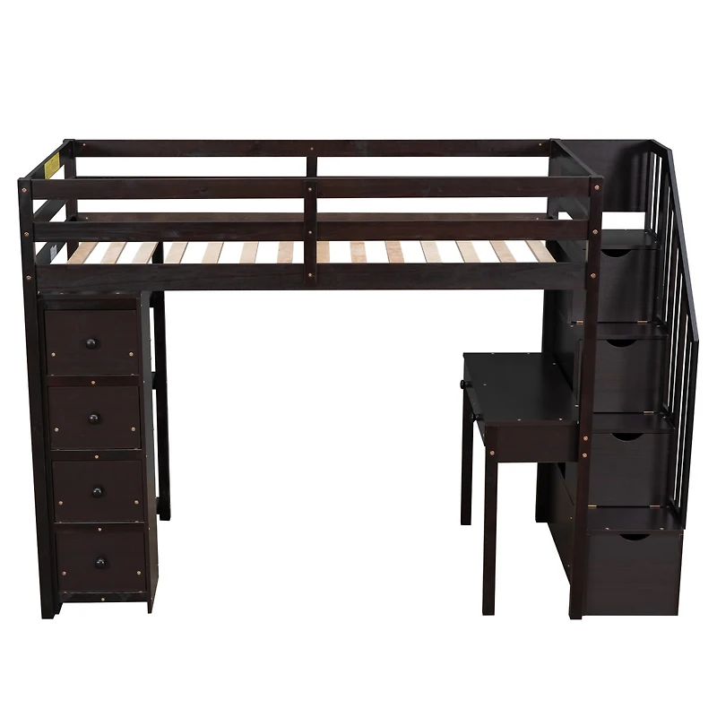 Streamdale Twin Loft Bed with Storage, Desk, and Stairs