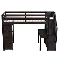 Streamdale Twin Loft Bed with Storage, Desk, and Stairs