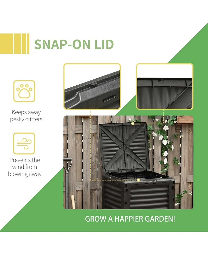 80 Gallon Outdoor Compost Bin with Enhanced Airflow and Easy Assembly