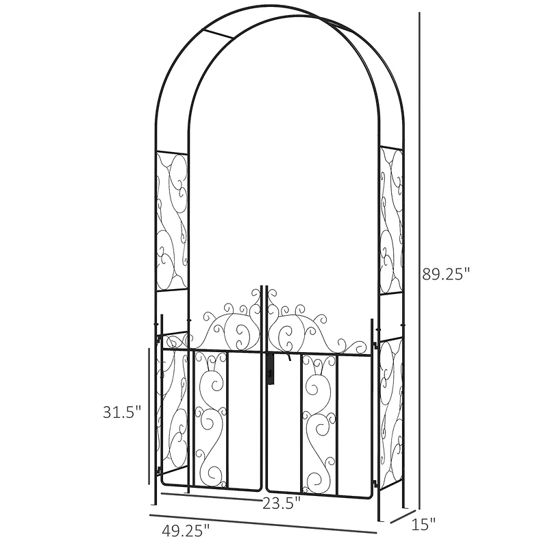 Elegant Metal Garden Arch with Gate for Gardening and Events