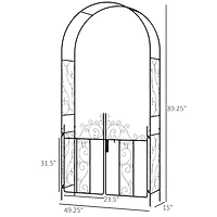 Elegant Metal Garden Arch with Gate for Gardening and Events