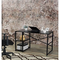 Streamdale Sage Metal Frame 47 Wooden Top 2 Shelves Writing And Computer Desk