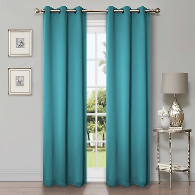 Superior Solid Classic Modern Wrinkle Resistant Room Darkening 2-Piece Curtain Set with Grommet Header Top