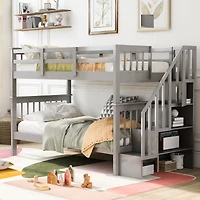 Streamdale Twin-Over-Twin Bunk Bed with Storage and Rail