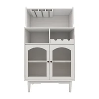 Streamdale Modern White Wine Cabinet with Glass Door and Removable Racks
