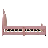 Streamdale Twin Size Upholstered Daybed With Rabbit Ear Shaped Headboard, Pink