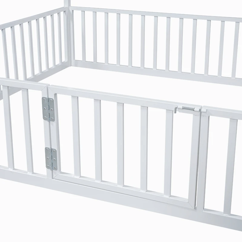Streamdale Twin Metal House Bed With Fence And Door