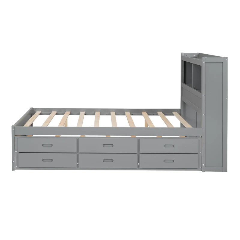 Streamdale Full Size Platform Bed With Trundle, Drawers And Usb Plugs, White