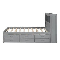 Streamdale Full Size Platform Bed With Trundle, Drawers And Usb Plugs, White