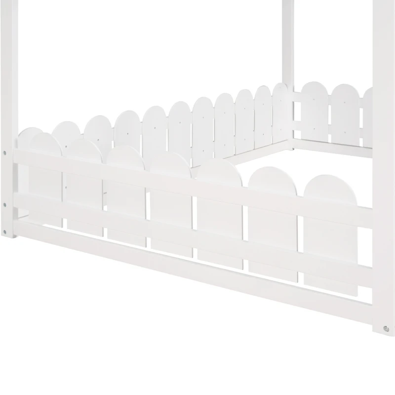Streamdale Full Size Wood House Bed with Fence