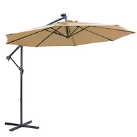 10 Ft Solar Led Patio Outdoor Umbrella Hanging Cantilever Umbrella Offset Umbrella