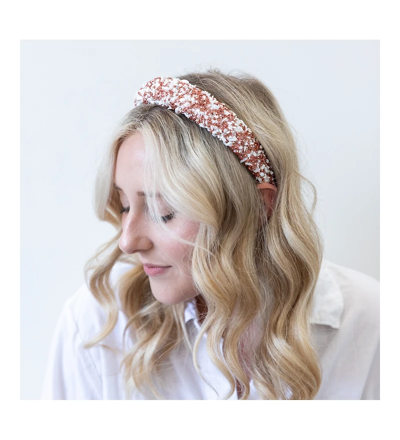 Women s All that Glitters Headband - Rose Gold + White