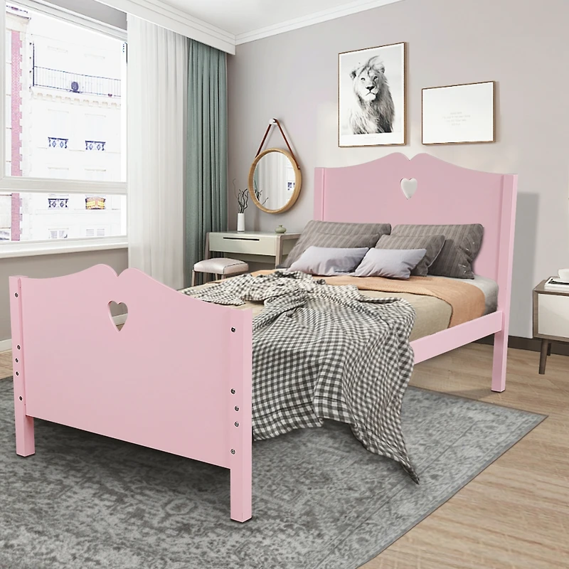 Streamdale Twin Bed Frame with Wood Slats, Headboard, and Footboard