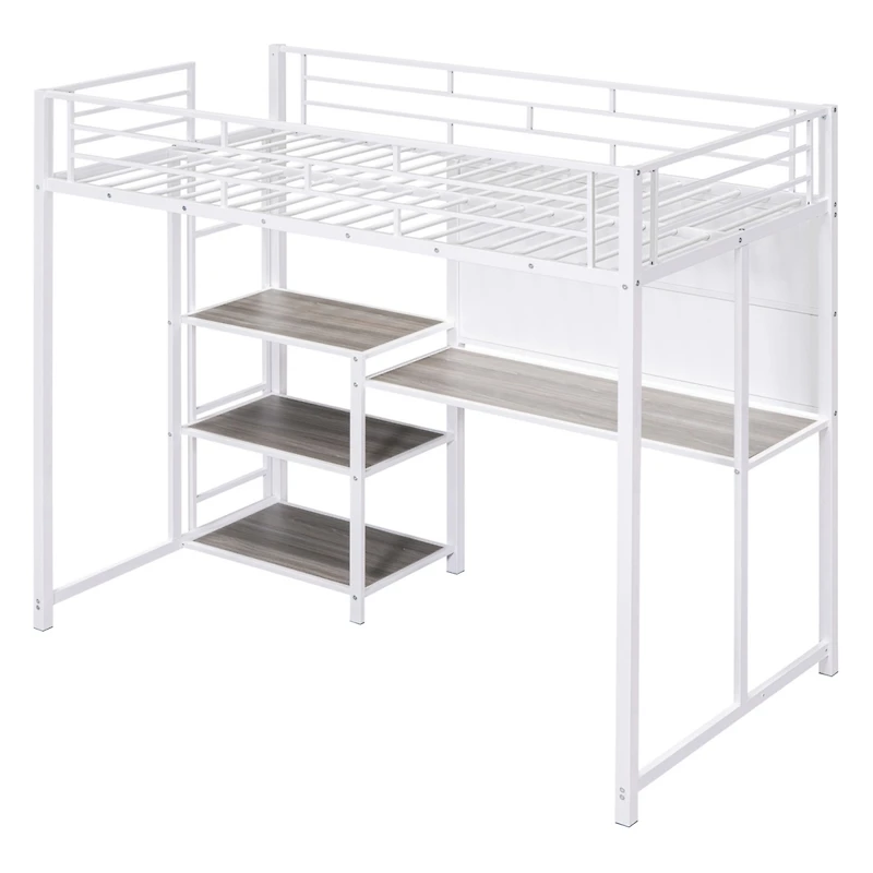 Streamdale Twin Loft Bed with Desk and Shelves