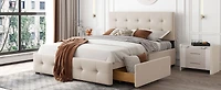 Streamdale Linen Platform Bed with Drawers
