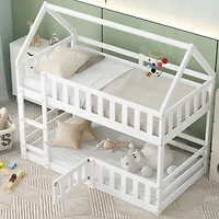 Streamdale Twin Over House Bunk Bed With Fence And Door