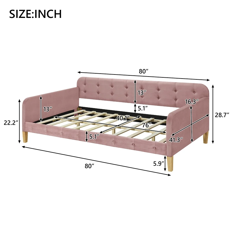 Streamdale Twin Upholstered Daybed With 4 Support Legs