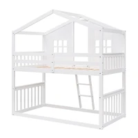 Streamdale Twin Over Twin House Bunk Bed With Ladder, Wood Bed
