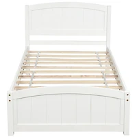 Streamdale Wood Platform Bed With Headboard, Footboard And Wood Slat Support Twin