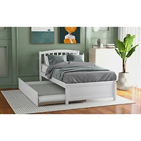Streamdale Twin Platform Bed Wood Frame With Trundle