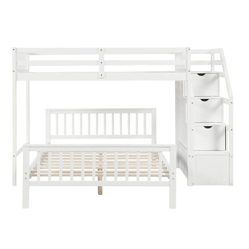 Streamdale Twin Over Full Loft Bed With Staircase