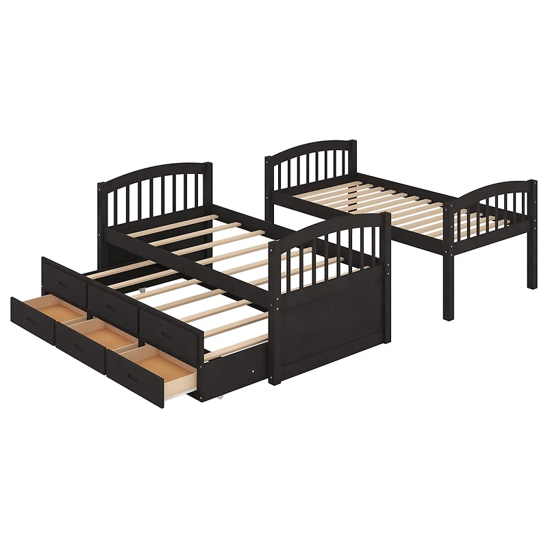 Streamdale Twin Over Wood Bunk Bed With Trundle And Drawers
