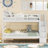 Streamdale Twin-Over-Twin Bunk Bed with Storage and Rail