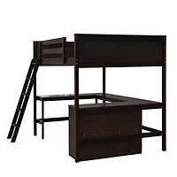 Streamdale Full Loft Bed With Shelves And Desk, Wooden Desk