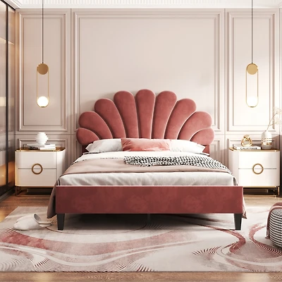 Streamdale Upholstered Platform Bed with Velvet Headboard