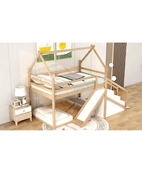 Streamdale Twin Over House Loft Or Bunk Bed With Slide And Staircase