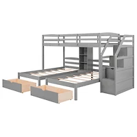 Streamdale Triple Twin Bunk Bed with Drawers & Staircase Storage