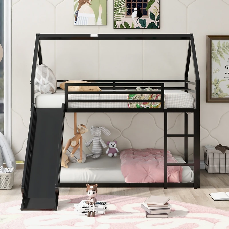Streamdale Twin Over House Bunk Bed With Ladder And Slide