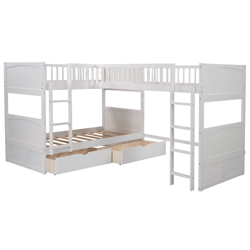 Streamdale Twin Bunk Bed With A Loft Attached, Two Drawers