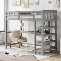 Streamdale Twin Loft Bed With Storage Shelves And Under-Bed Desk