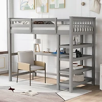 Streamdale Twin Loft Bed With Storage Shelves And Under-Bed Desk