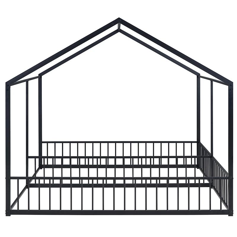 Simplie Fun Metal Twin House Platform Beds, Two Shared White