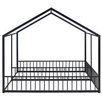 Simplie Fun Metal Twin House Platform Beds, Two Shared White