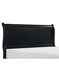 Black Finish Louis Philippe Style 1 Piece Queen Size Sleigh Bed Traditional Design Furniture