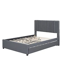 Simplie Fun Full Size Upholstered Platform Bed With 2 Drawers And 1 Twin Size Trundle, Classic Headboard Design