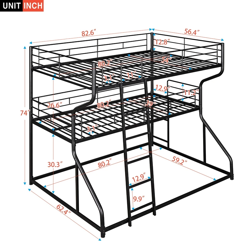 Streamdale Triple-Tier Bunk Bed with Extended Access