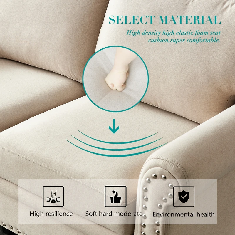 Streamdale Linen Fabric Upholstered With Storage Sofa 1+2+3 Sectional