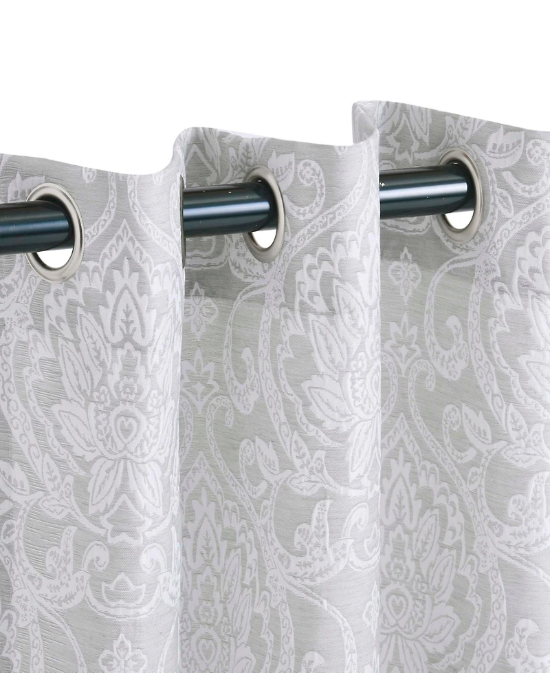 Superior Lotus Jacquard Classic Floral Damask Window Curtain Panel Set with Grommet Header, 52 X 84