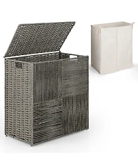 Slickblue 29 Gallons Laundry Hamper with Convenient Handles and Removable Liner Bag-Grey