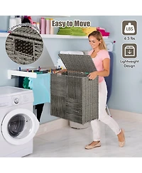 Slickblue 29 Gallons Laundry Hamper with Convenient Handles and Removable Liner Bag-Grey