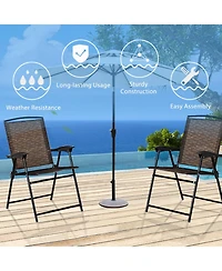 Slickblue 3 Pieces Bistro Patio Garden Furniture Set of Round Table and Folding Chairs